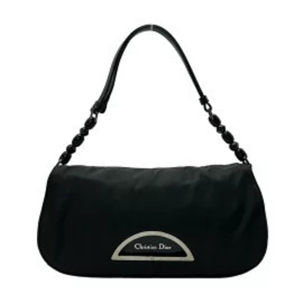 Christian Dior Maris Pearl Handbag Black Leather